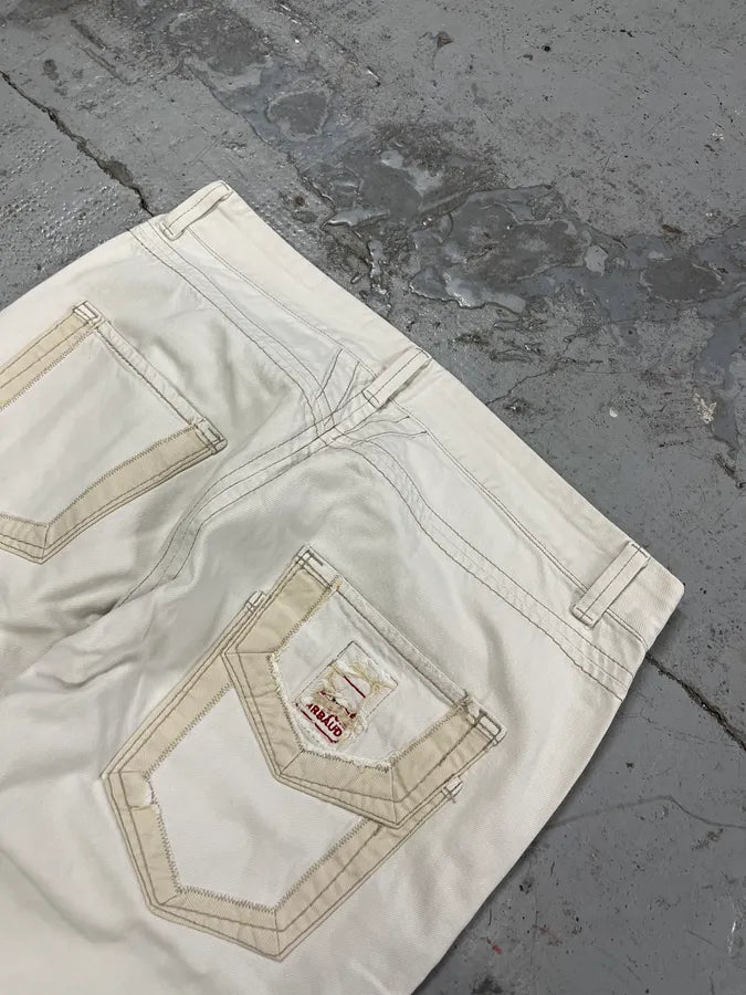 1990s Marithé + François Girbaud Distressed White Jeans ejsTmSP 9