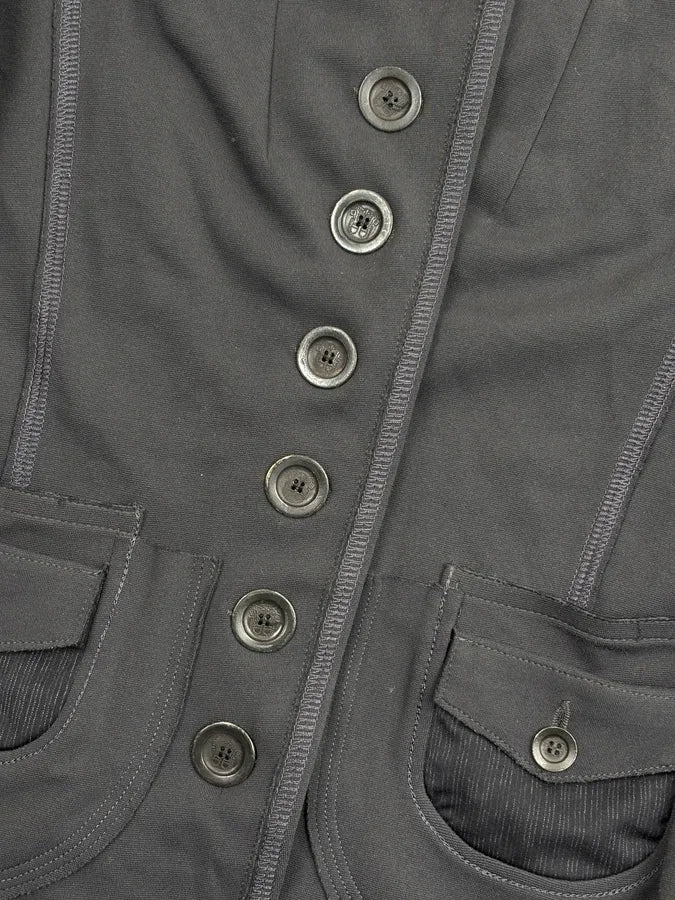 1990s Marithé + François Girbaud Grey Buttoned Blazer Jacket nVuFNUj 7