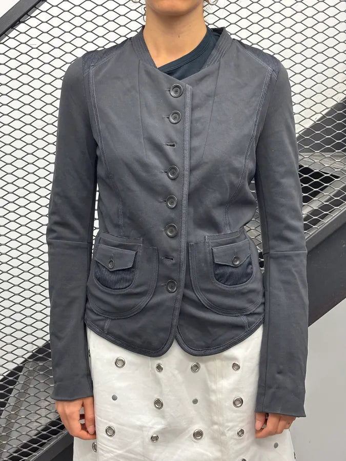 1990s Marithé + François Girbaud Grey Buttoned Blazer Jacket nVuFNUj 1