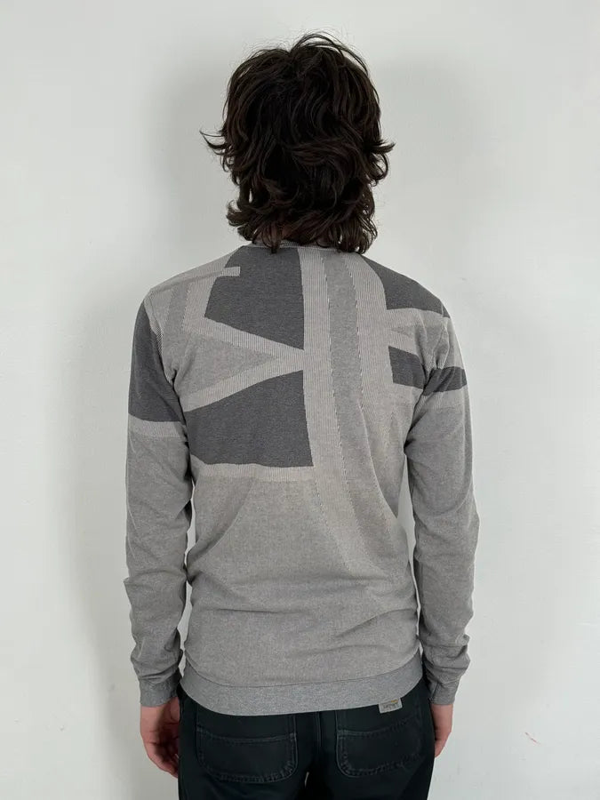 1990s Marithé + François Girbaud Grey Geometric Crewneck Sweater PhnGOkd 2
