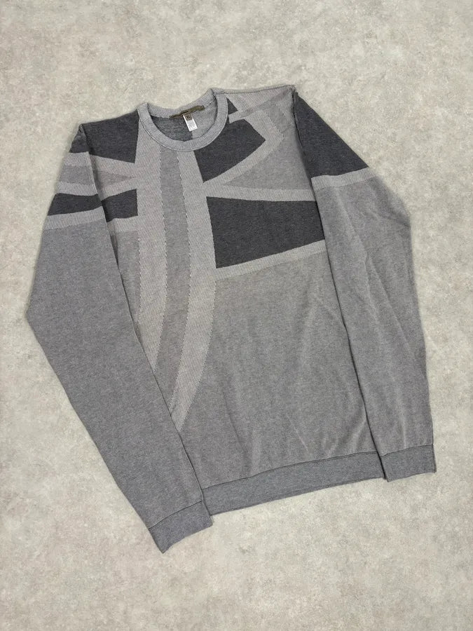 1990s Marithé + François Girbaud Grey Geometric Crewneck Sweater PhnGOkd 3