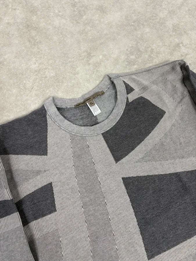 1990s Marithé + François Girbaud Grey Geometric Crewneck Sweater PhnGOkd 4
