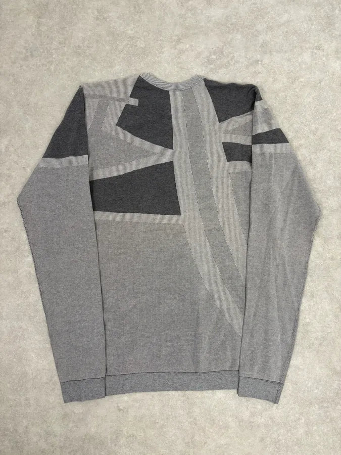 1990s Marithé + François Girbaud Grey Geometric Crewneck Sweater PhnGOkd 5