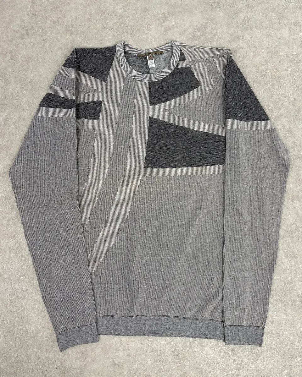 1990s Marithé + François Girbaud Grey Geometric Crewneck Sweater PhnGOkd 0