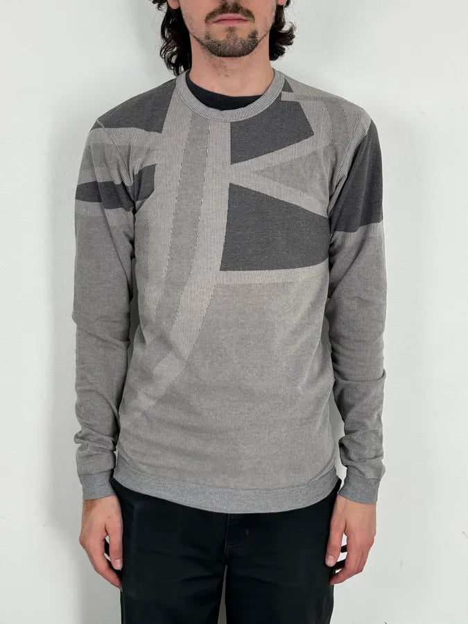 1990s Marithé + François Girbaud Grey Geometric Crewneck Sweater PhnGOkd 1
