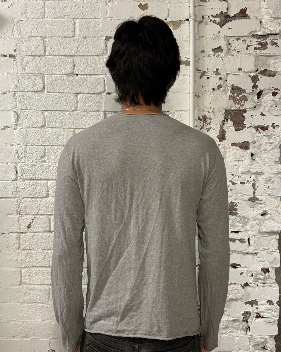 1990s Marithé + François Girbaud Grey Graphic Longsleeve T-Shirt UCbFbJr 1