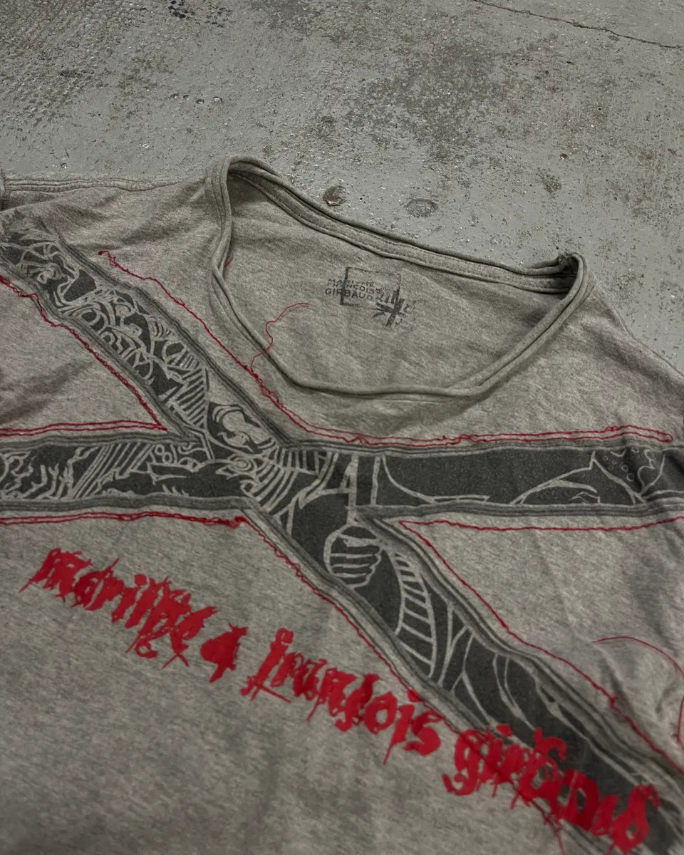 1990s Marithé + François Girbaud Grey Graphic Longsleeve T-Shirt UCbFbJr 4