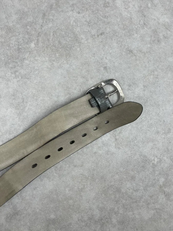 1990s Marithé + François Girbaud Grey Leather Dual Zip Belt SYlEEEX 3