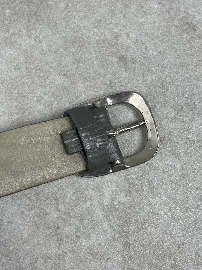 1990s Marithé + François Girbaud Grey Leather Dual Zip Belt SYlEEEX 5