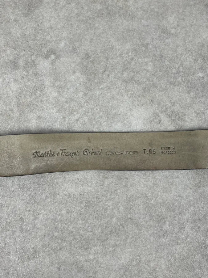 1990s Marithé + François Girbaud Grey Leather Dual Zip Belt SYlEEEX 7
