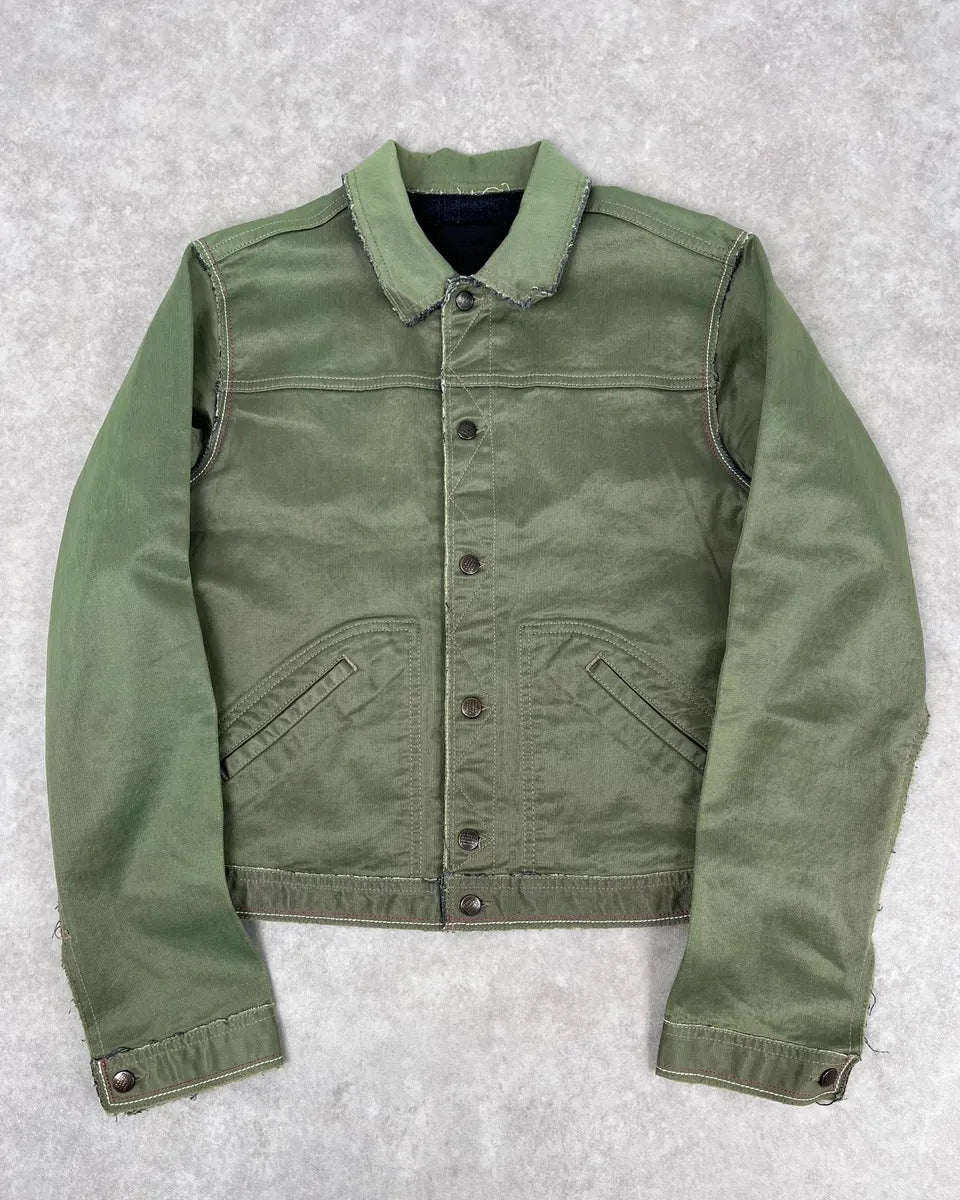 1990s Marithé + François Girbaud Khaki Cropped Cargo Denim Jacket fKwGAXw 0