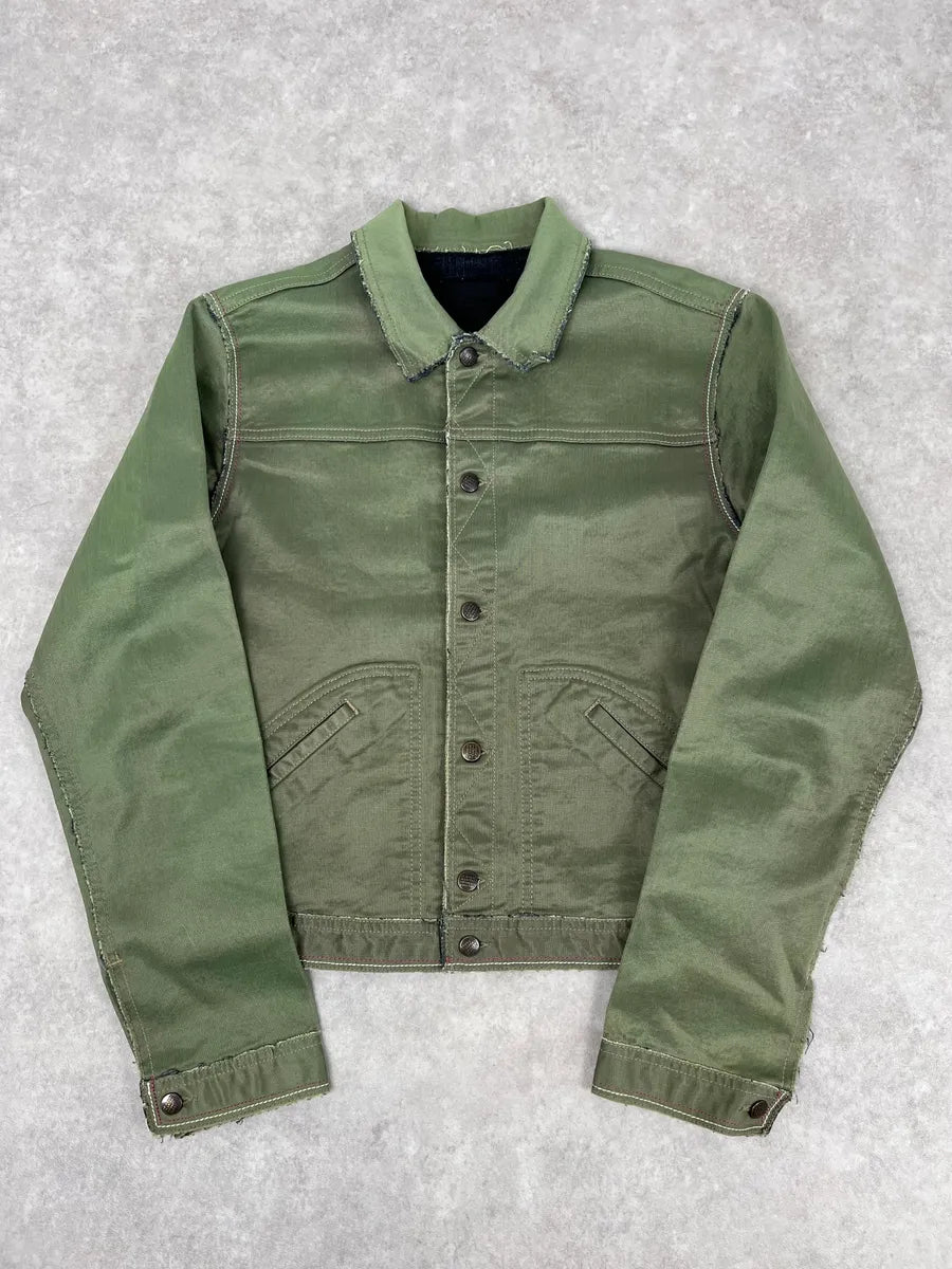 1990s Marithé + François Girbaud Khaki Cropped Cargo Denim Jacket fKwGAXw 3