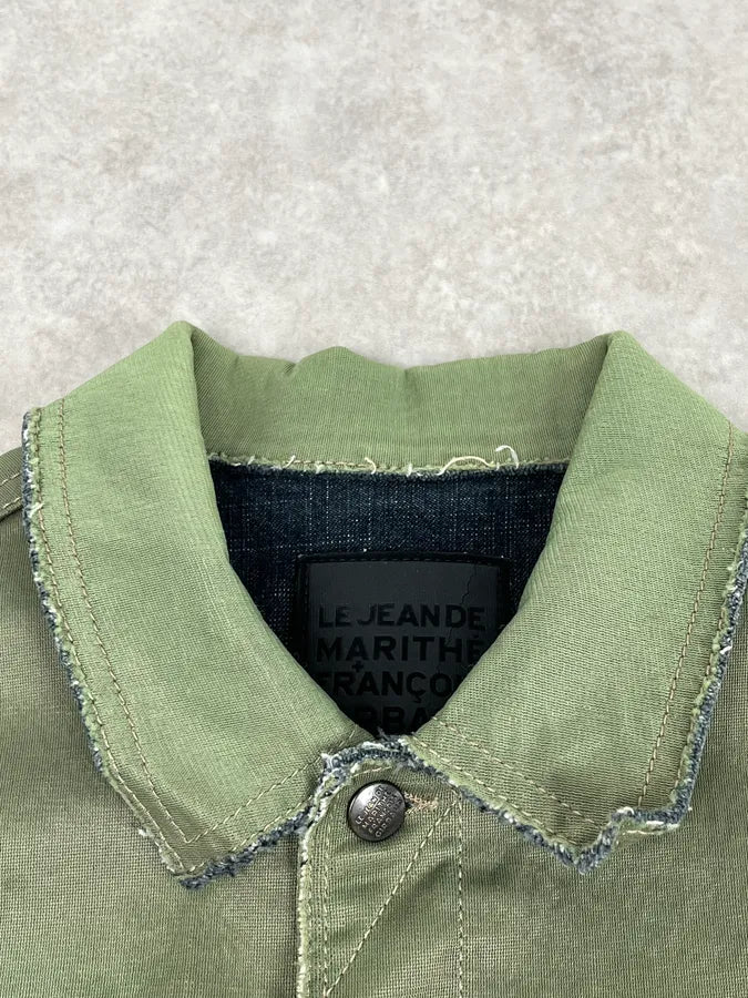 1990s Marithé + François Girbaud Khaki Cropped Cargo Denim Jacket fKwGAXw 7
