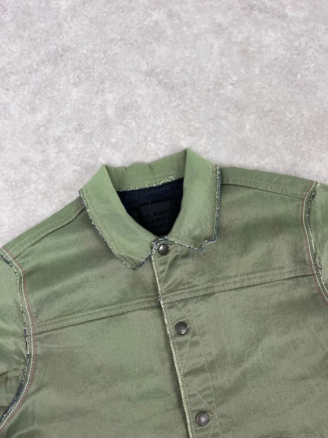 1990s Marithé + François Girbaud Khaki Cropped Cargo Denim Jacket fKwGAXw 4