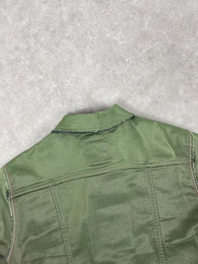 1990s Marithé + François Girbaud Khaki Cropped Cargo Denim Jacket fKwGAXw 6