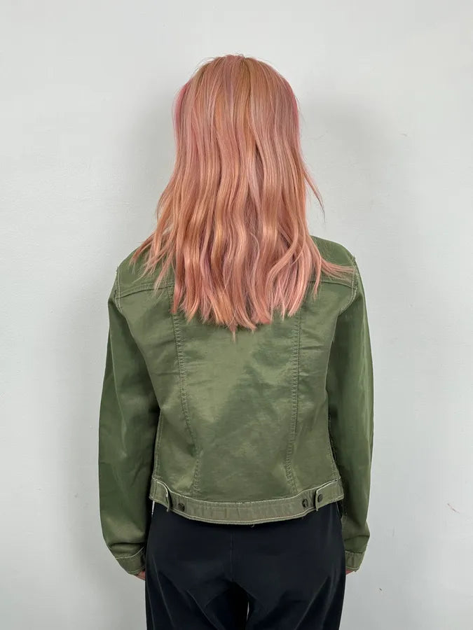 1990s Marithé + François Girbaud Khaki Cropped Cargo Denim Jacket fKwGAXw 2