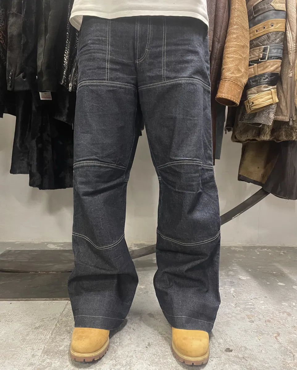 1990s Marithé + François Girbaud Navy Brut Large Denim Structured Jeans (L) gbPJCVZ 0