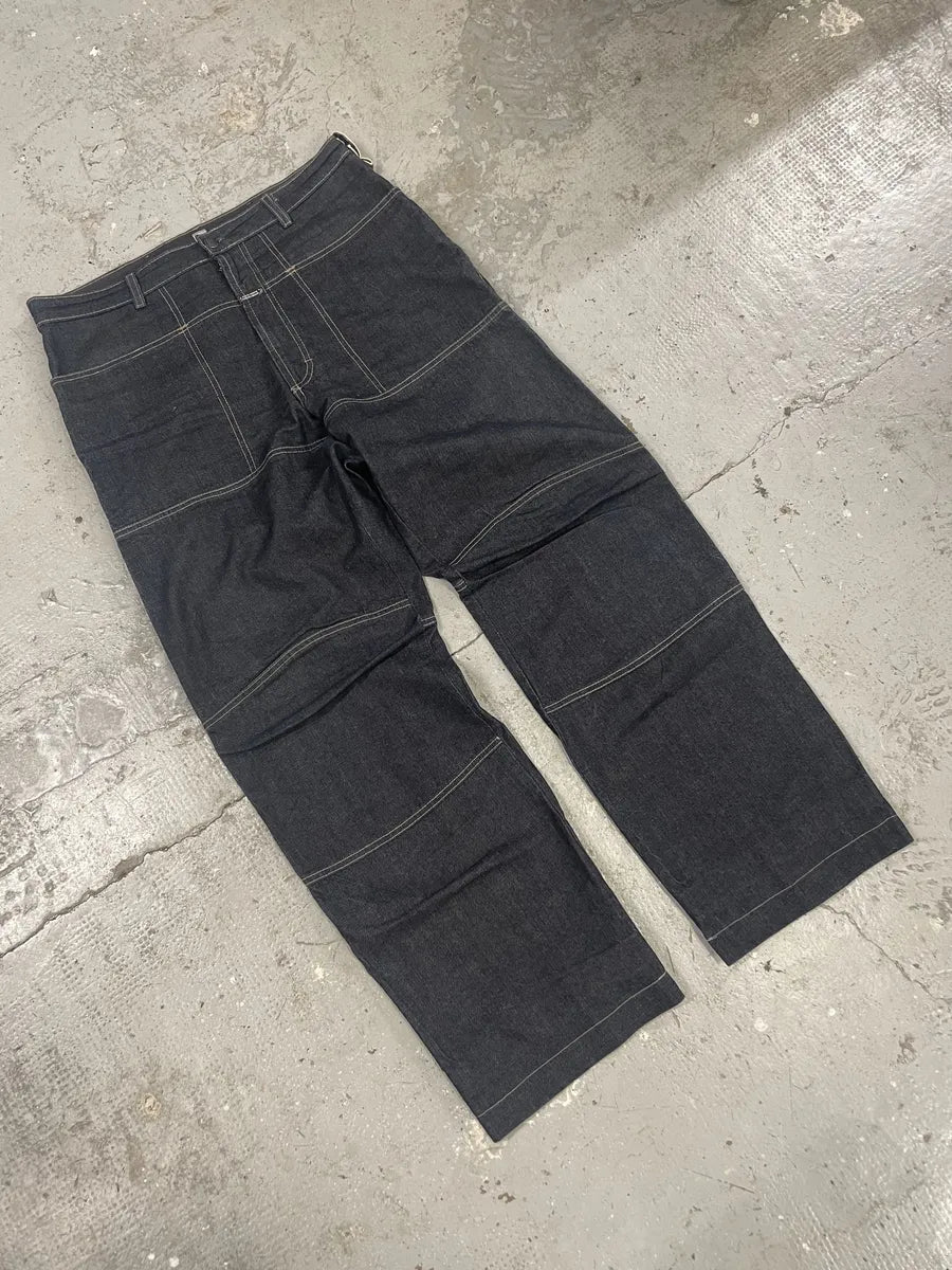 1990s Marithé + François Girbaud Navy Brut Large Denim Structured Jeans (L) gbPJCVZ 11