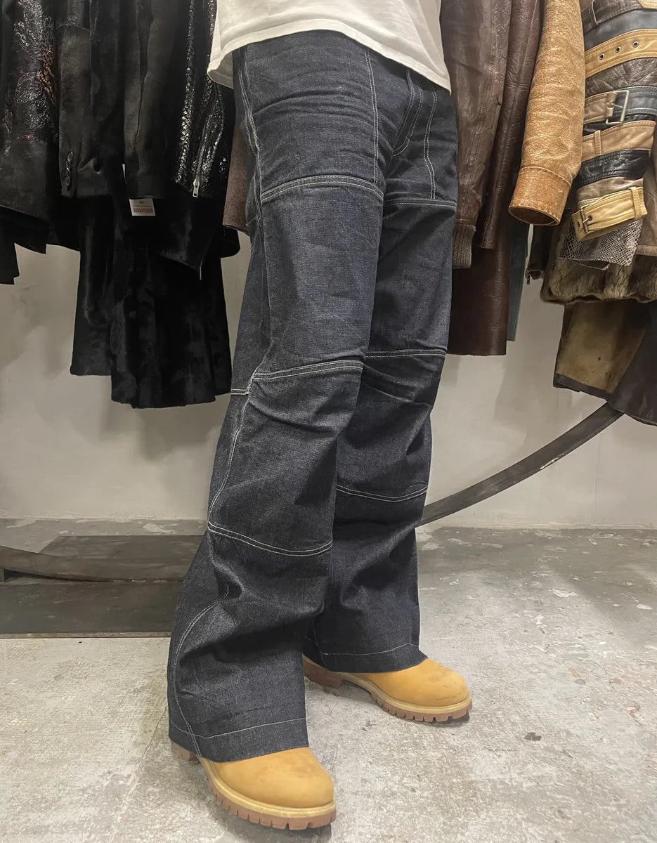 1990s Marithé + François Girbaud Navy Brut Large Denim Structured Jeans (L) gbPJCVZ 3