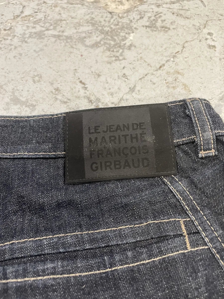 1990s Marithé + François Girbaud Navy Brut Large Denim Structured Jeans (L) gbPJCVZ 7