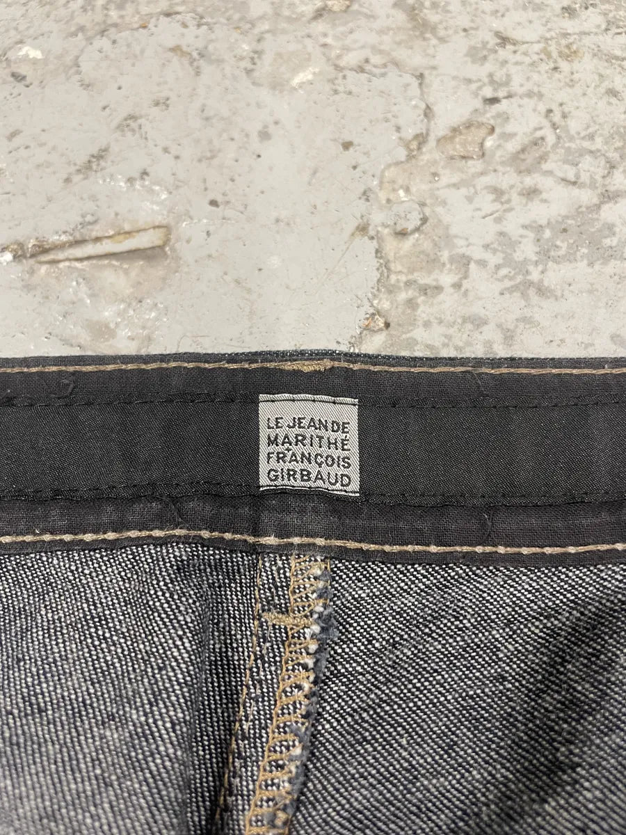 1990s Marithé + François Girbaud Navy Brut Large Denim Structured Jeans (L) gbPJCVZ 8