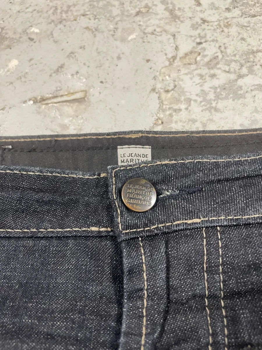 1990s Marithé + François Girbaud Navy Brut Large Denim Structured Jeans (L) gbPJCVZ 9