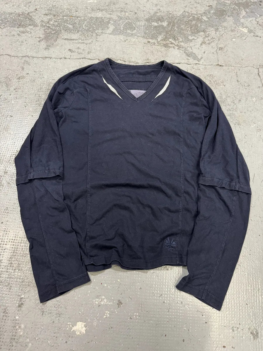 1990s Marithé + François Girbaud Navy Contemporary V Neck Longsleeves SUTGkti 0