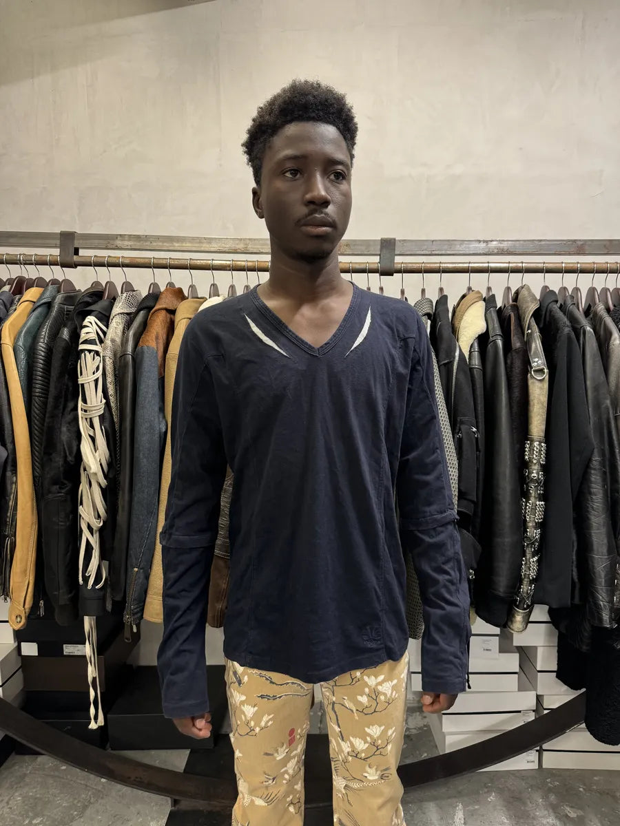 1990s Marithé + François Girbaud Navy Contemporary V Neck Longsleeves SUTGkti 1
