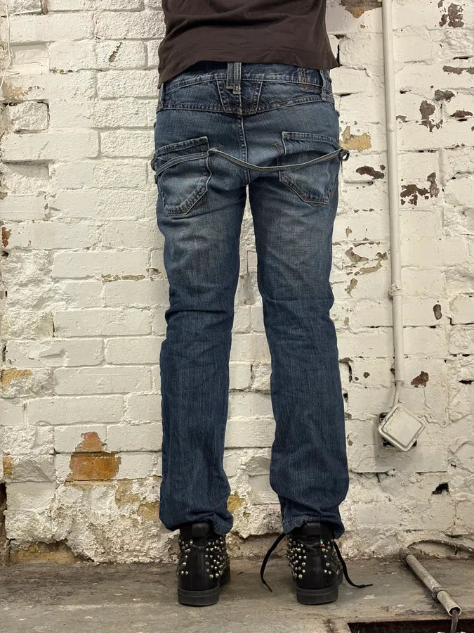 1990s Marithé + François Girbaud Navy Denim Cargo Jeans aVZNQYW 3