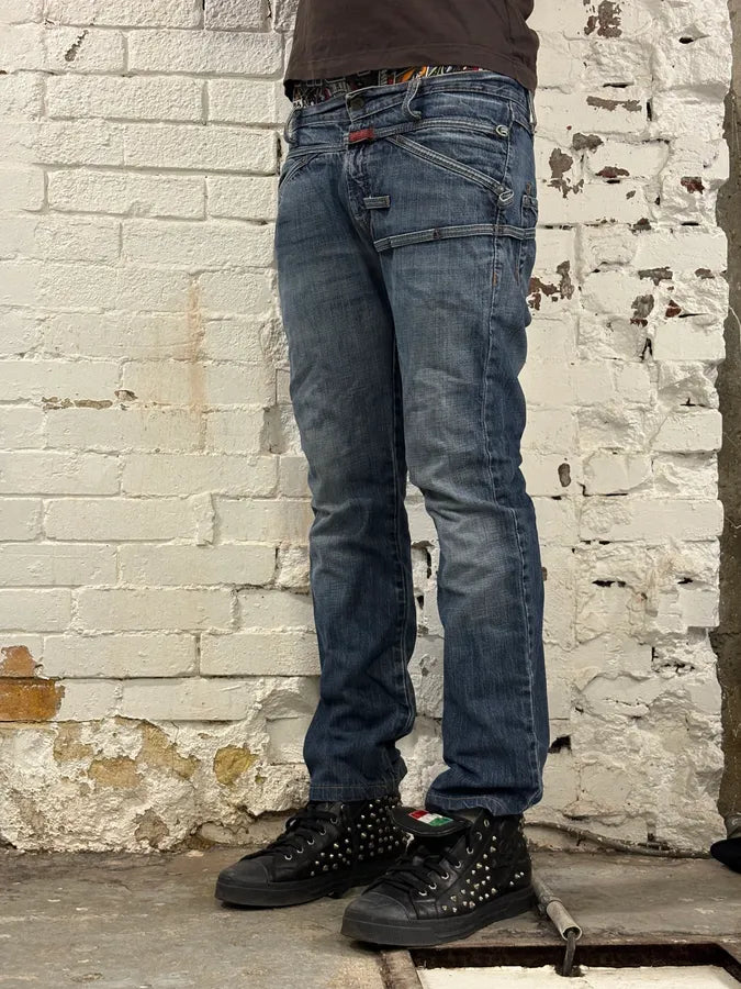 1990s Marithé + François Girbaud Navy Denim Cargo Jeans aVZNQYW 2