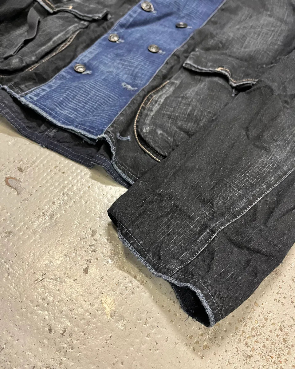 1990s Marithé + François Girbaud Navy Denim Colour-Block Denim Jacket hIujXJp 6