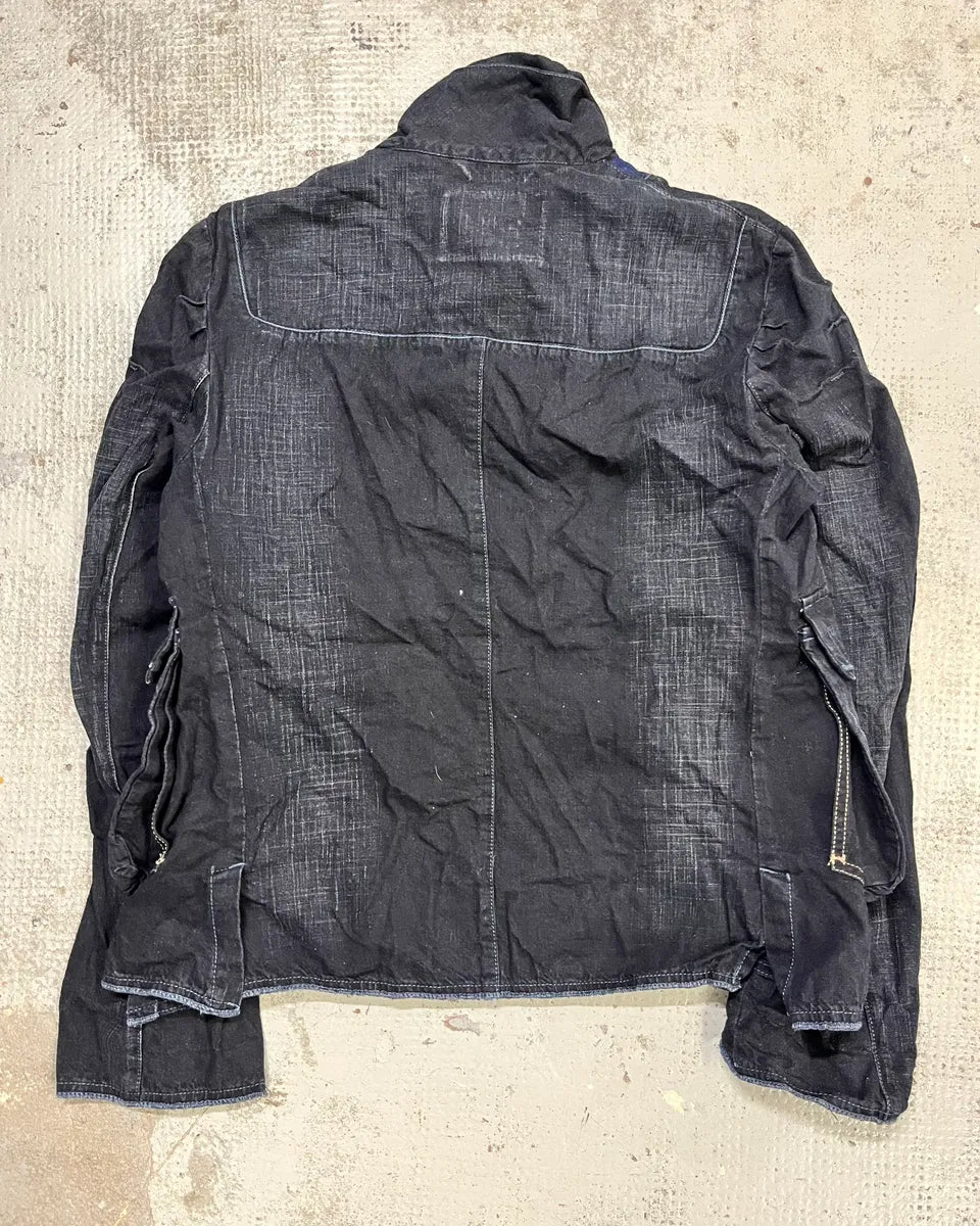 1990s Marithé + François Girbaud Navy Denim Colour-Block Denim Jacket hIujXJp 7