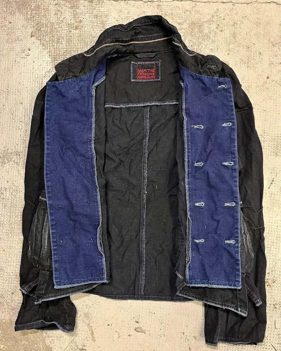 1990s Marithé + François Girbaud Navy Denim Colour-Block Denim Jacket hIujXJp 8