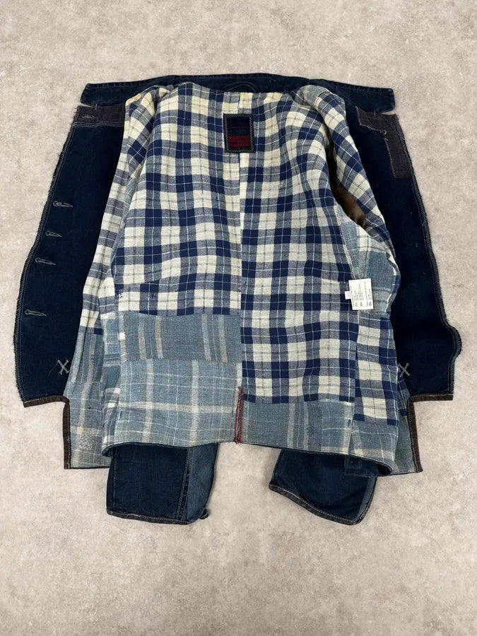 1990s Marithé + François Girbaud Navy Denim Blazer Jacket VQbnskF 7