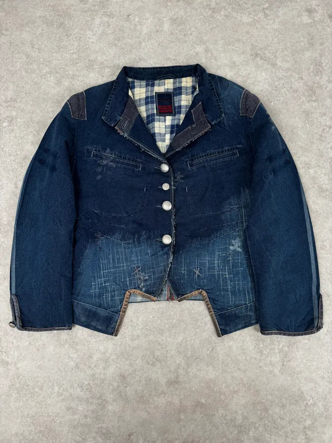 1990s Marithé + François Girbaud Navy Denim Blazer Jacket VQbnskF 0