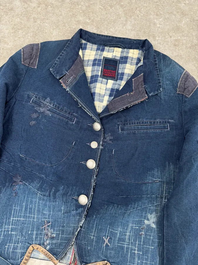 1990s Marithé + François Girbaud Navy Denim Blazer Jacket VQbnskF 4