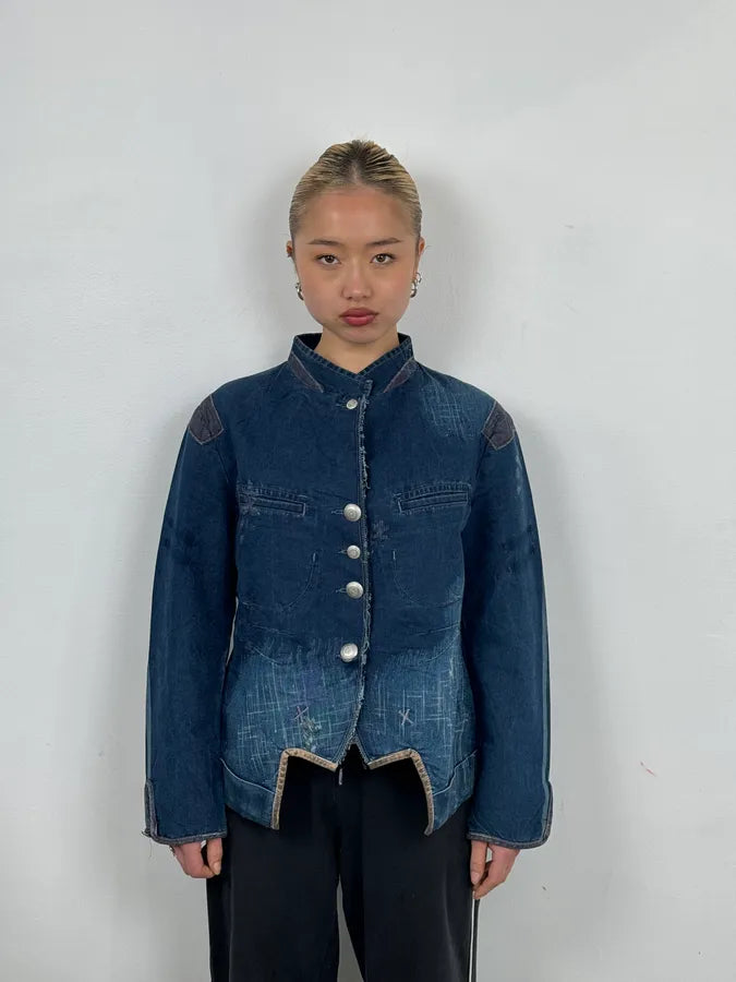 1990s Marithé + François Girbaud Navy Denim Blazer Jacket VQbnskF 1