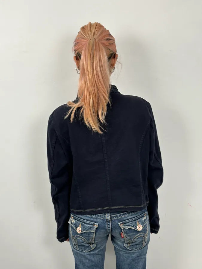 2000s Marithé + François Girbaud Navy Asymmetrical Denim Jacket vIYxGtg 2