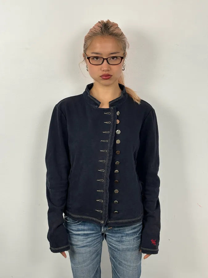 2000s Marithé + François Girbaud Navy Asymmetrical Denim Jacket vIYxGtg 1
