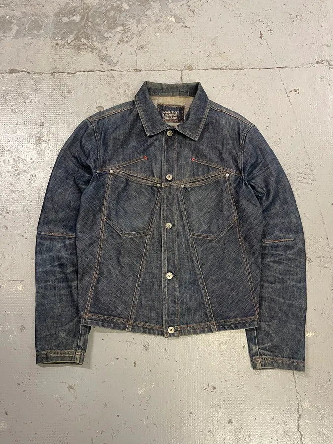 1990s Marithé + François Girbaud Navy Denim Multi-Pocket Cargo Jacket kWfREBR 0