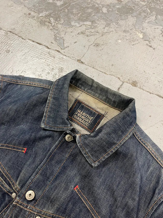 1990s Marithé + François Girbaud Navy Denim Multi-Pocket Cargo Jacket kWfREBR 4