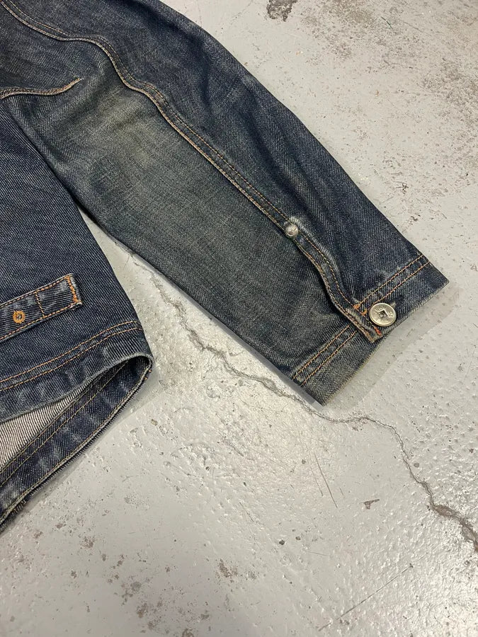 1990s Marithé + François Girbaud Navy Denim Multi-Pocket Cargo Jacket kWfREBR 7