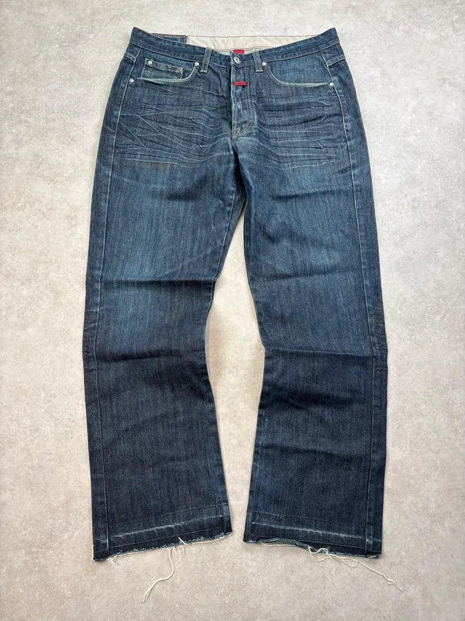 1990s Marithé + François Girbaud Navy Denim Raw Straight Jeans oOSuWsu 0