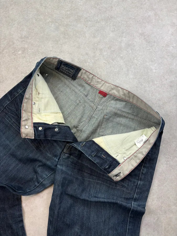 1990s Marithé + François Girbaud Navy Denim Raw Straight Jeans oOSuWsu 9