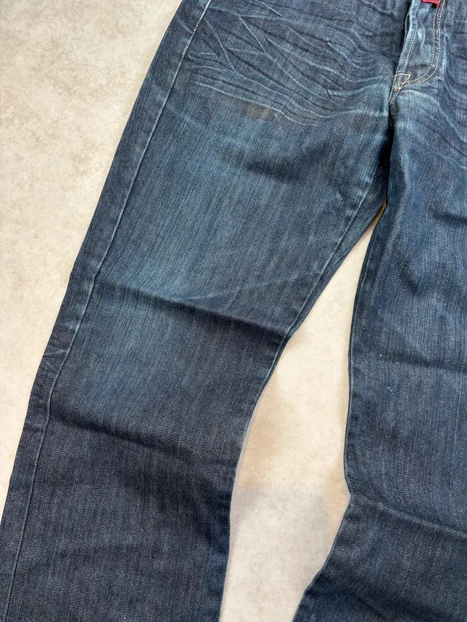 1990s Marithé + François Girbaud Navy Denim Raw Straight Jeans oOSuWsu 8
