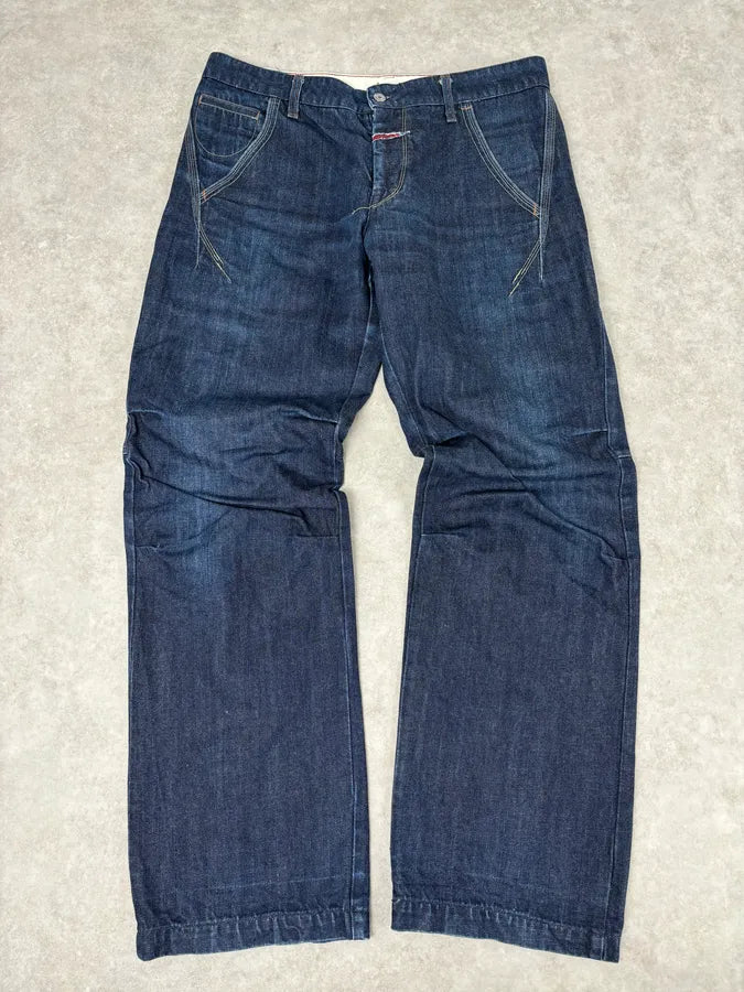 2000s Marithé + François Girbaud Navy Denim Zip-Pocket Jeans ZNvzKwn 3