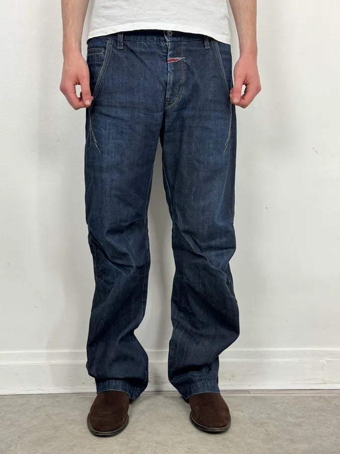 2000s Marithé + François Girbaud Navy Denim Zip-Pocket Jeans ZNvzKwn 0