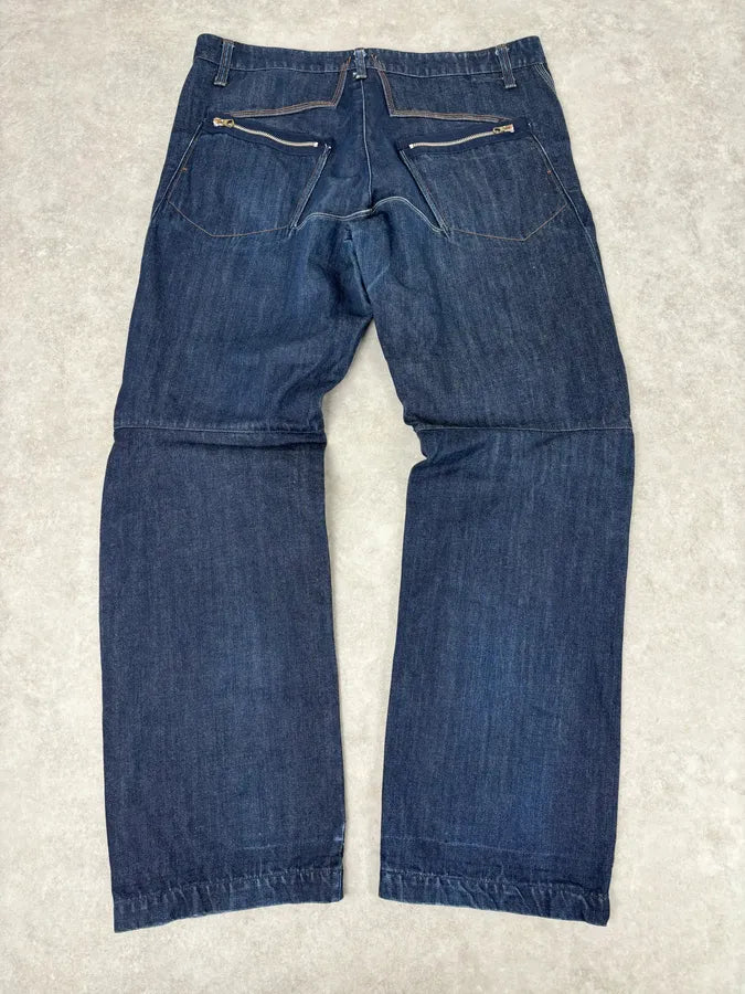 2000s Marithé + François Girbaud Navy Denim Zip-Pocket Jeans ZNvzKwn 5