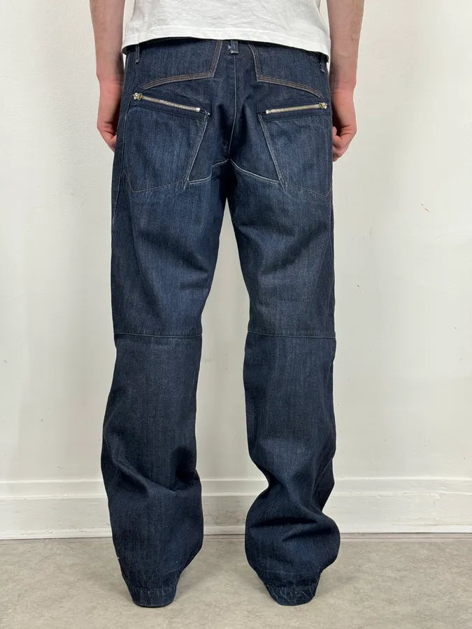 2000s Marithé + François Girbaud Navy Denim Zip-Pocket Jeans ZNvzKwn 2