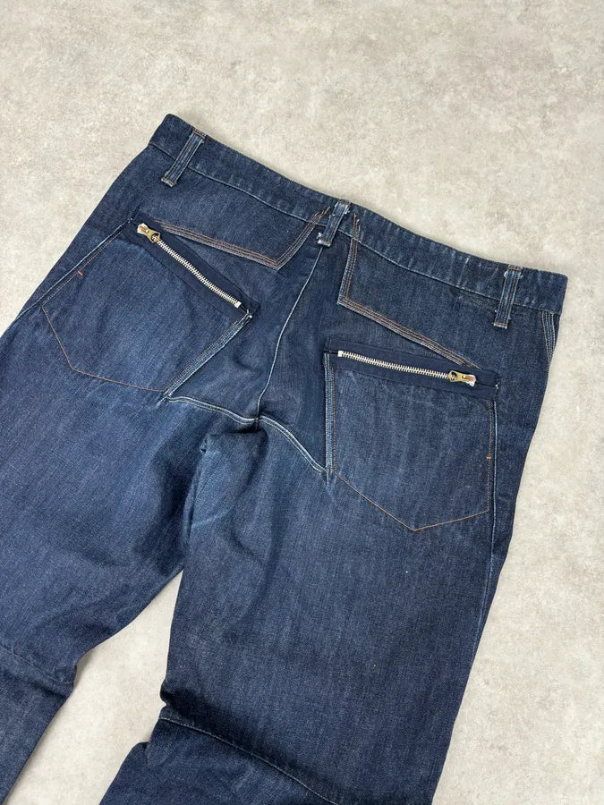 2000s Marithé + François Girbaud Navy Denim Zip-Pocket Jeans ZNvzKwn 6